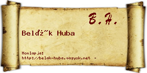 Belák Huba névjegykártya
